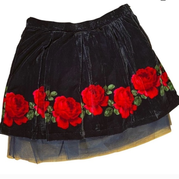 Janie and Jack Other - Janie and Jack Black Skirt with Red Floral Accents